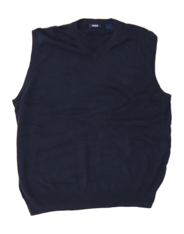 IZOD Mens Vest Tank Top Large Navy Blue Cotton Vintage Izod and Second-Hand Izod from Messina Hembry 