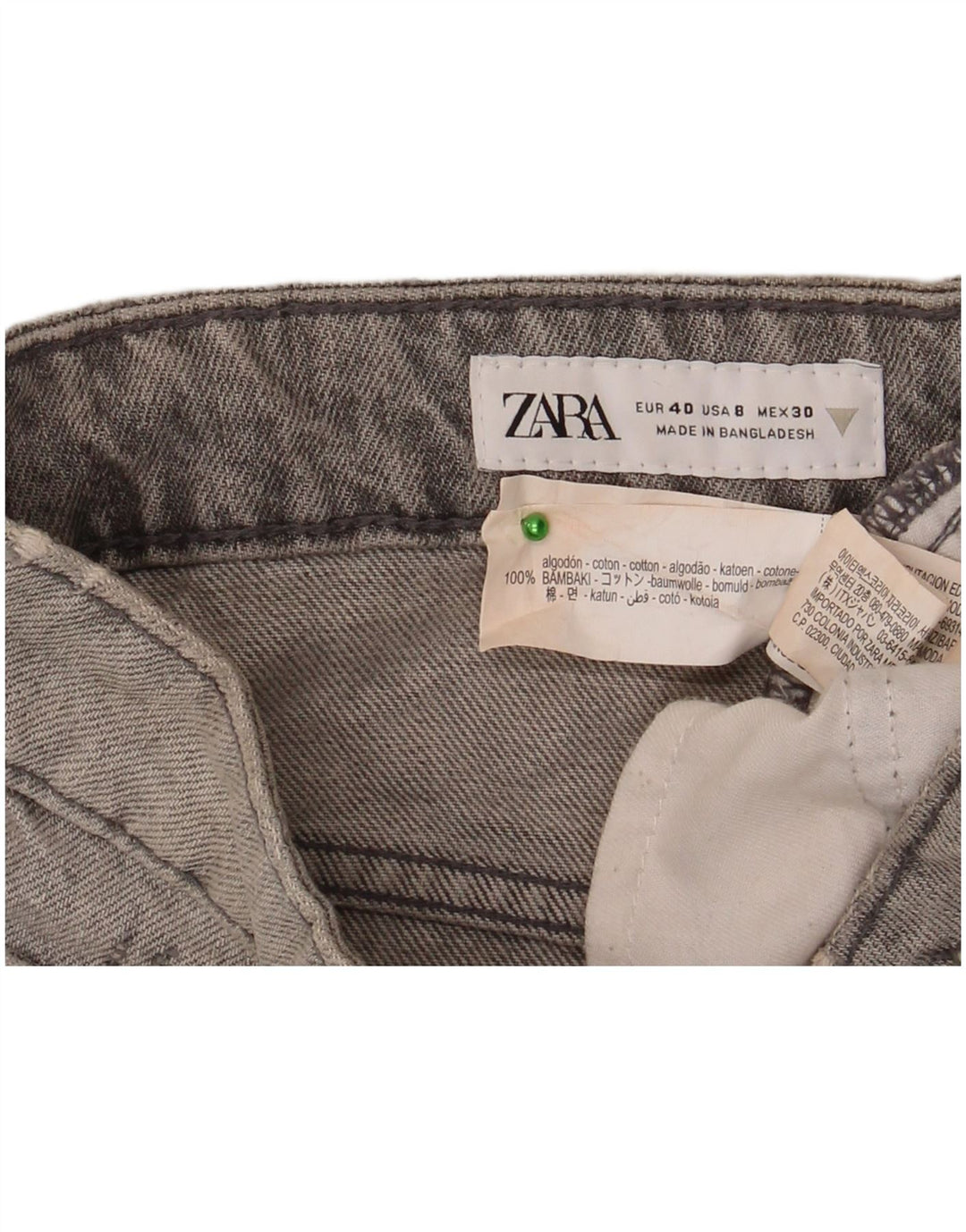 Pantaloni de damă Zara, din denim, învechiți, EU 40 Medium W30 Bumbac gri