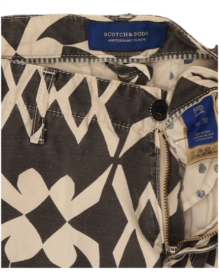 Scotch & Soda Pantaloni scurți chino pentru bărbați W30, bumbac geometric, gri mediu