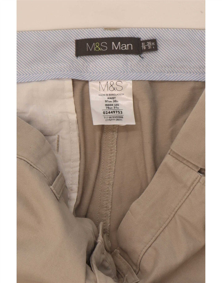 Pantaloni chino drepți pentru bărbați Marks & Spencer W36 L31 poliester bej