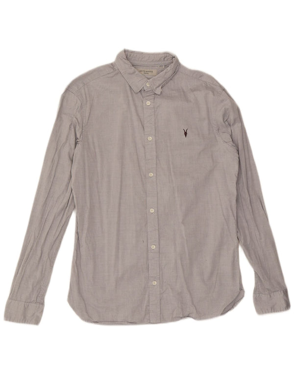 All Saints Mens Shirt Medium Grey Cotton