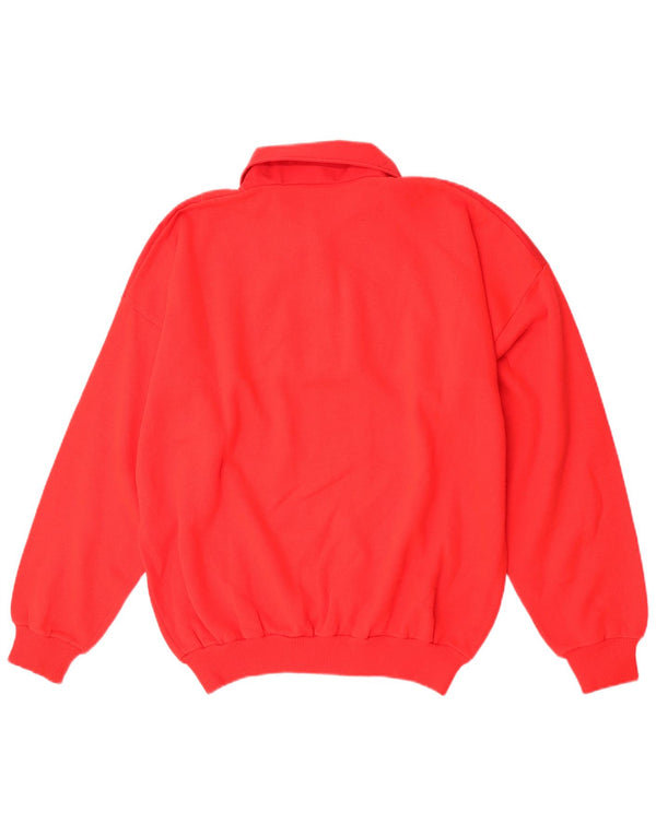 Hanorac vintage pentru bărbați cu gât polo Jumper XL bumbac roșu