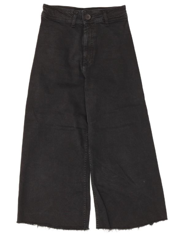Zara femei Capri blugi cu talie înaltă cu picioare largi US 34 2XS W24 L22 bumbac negru