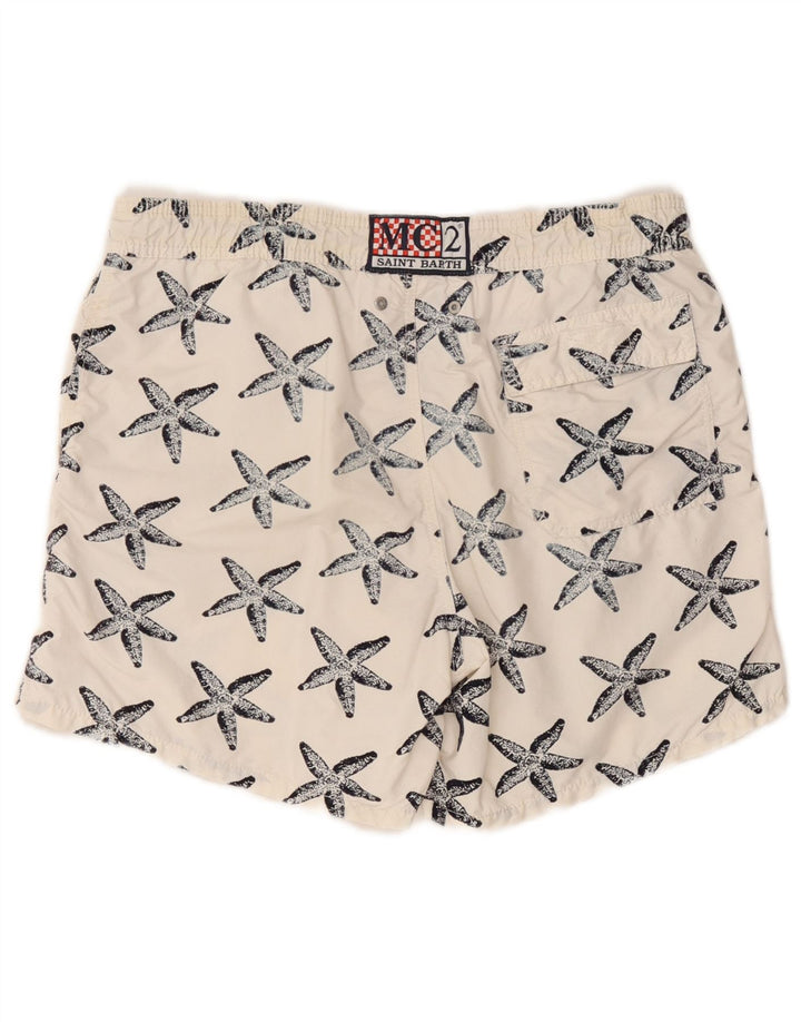 Pantaloni scurți de înot MC2 SAINT BARTH pentru bărbați, cu model abstract, alb mediu