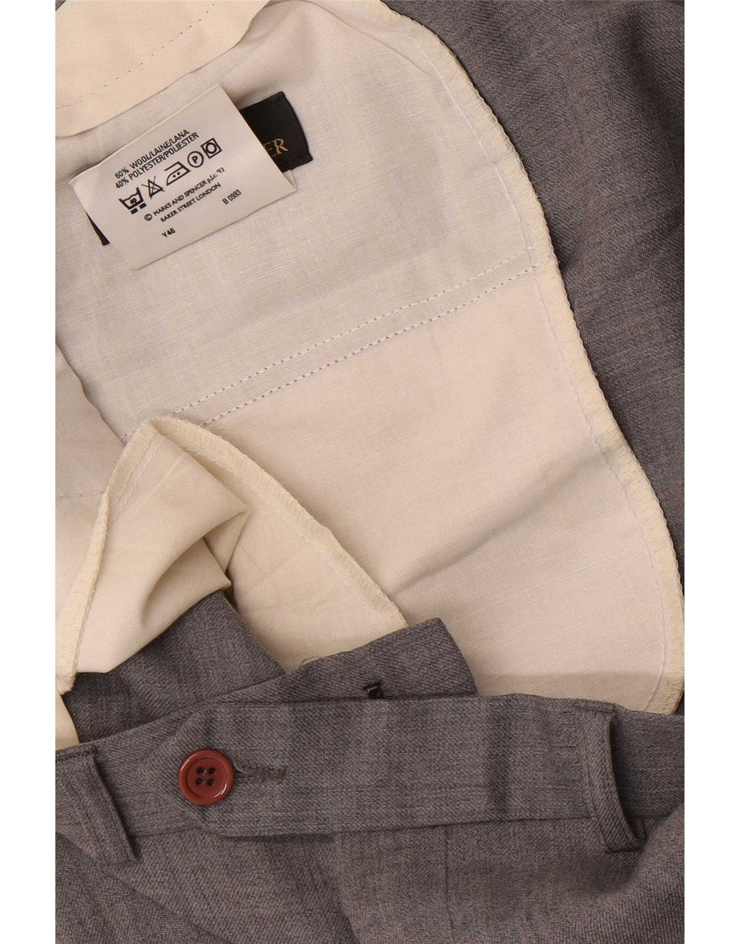 Marks & Spencer Pantaloni drepți pentru bărbați L40 L29 Lână gri