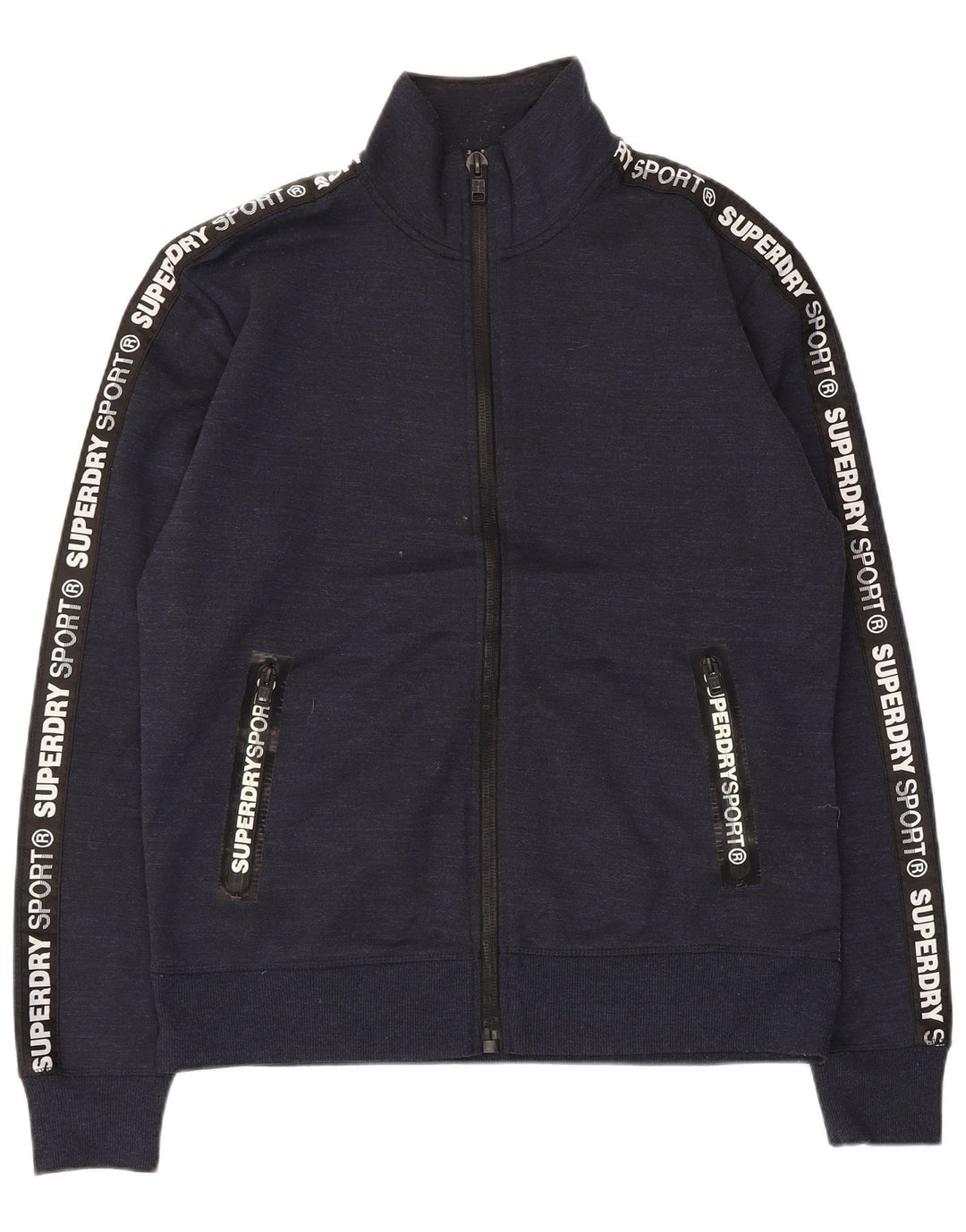 Jachetă de top pentru trening cu grafică Superdry pentru bărbați, XL, poliester pătat, albastru bleumarin