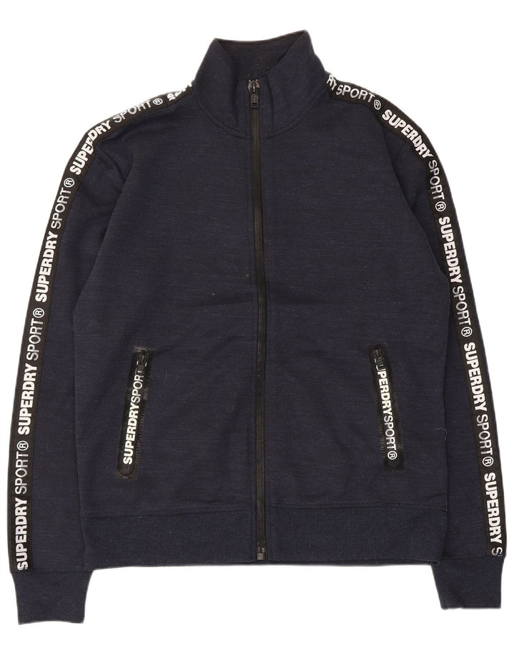 Jachetă de top pentru trening cu grafică Superdry pentru bărbați, XL, poliester pătat, albastru bleumarin