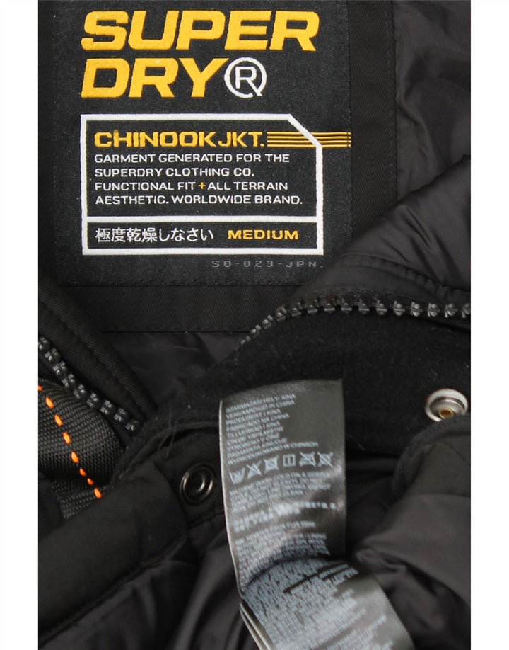 Jachetă căptușită cu glugă Superdry pentru bărbați UK 38 Poliester mediu negru