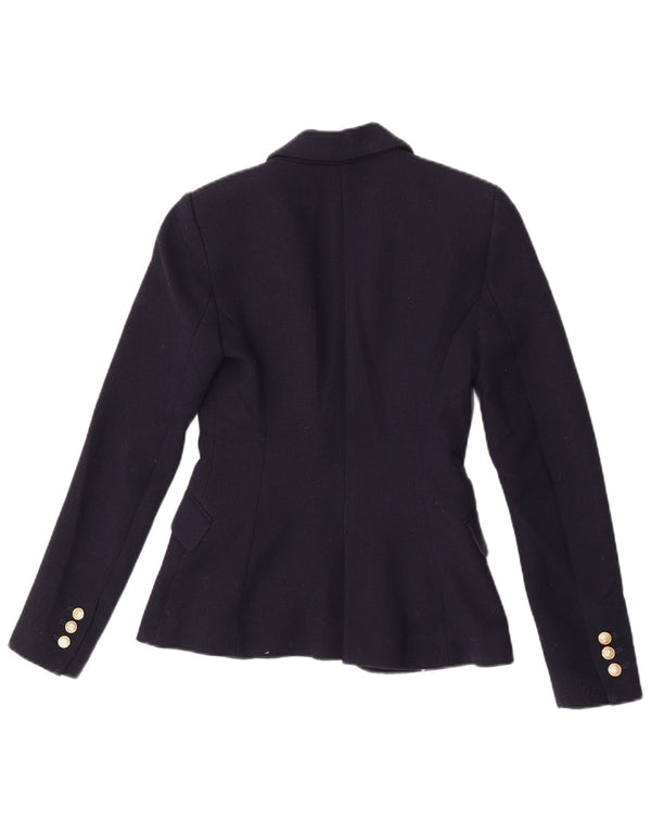 Blazer pentru femei Zara cu 1 nasture UK 6 XS Poliester bleumarin