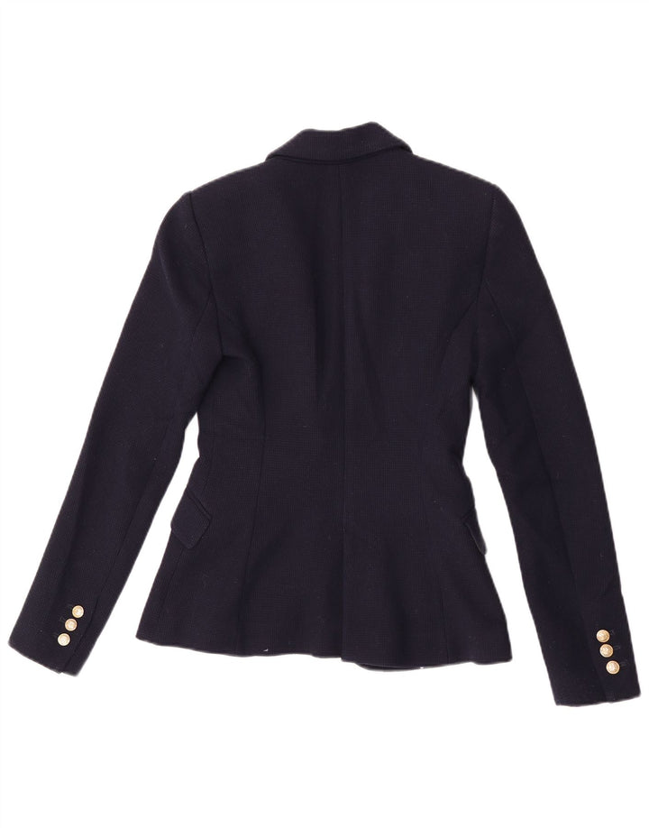 Blazer pentru femei Zara cu 1 nasture UK 6 XS Poliester bleumarin