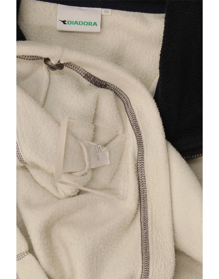 Pulover din lână Diadora pentru bărbați, cu fermoar, 2XL, poliester alb