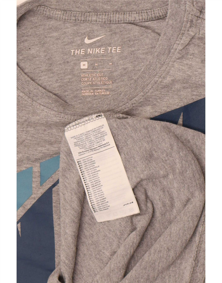 Tricou grafic Nike pentru bărbați, cu croială atletică, top, bumbac, gri mediu