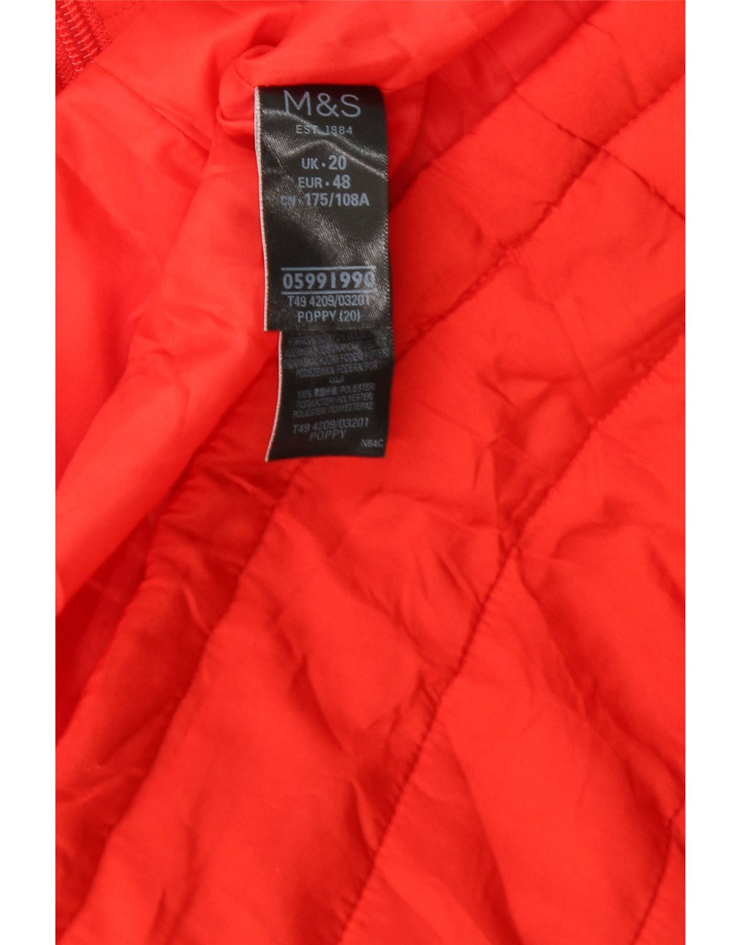 Gilet căptușit pentru femei Marks & Spencer UK 20 2XL Portocaliu poliester