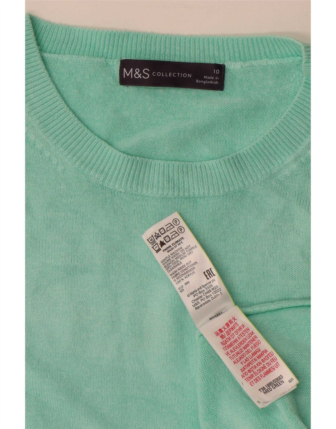 Pulover pentru femei Marks & Spencer, cu gât de barcă, UK 10 mic turcoaz