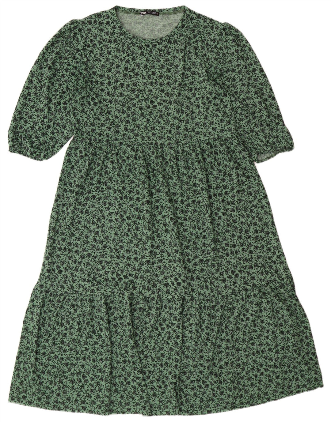 Rochie A-Line ZARA pentru femei UK 14 Poliester Floral Verde Mediu