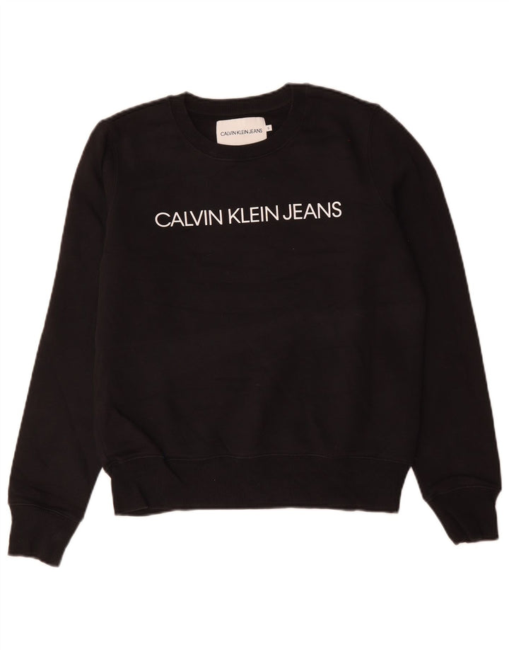 CALVIN KLEIN JEANS Pulover supradimensionat pentru femei UK 10 Mic Negru
