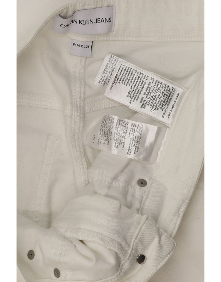 Blugi slim pentru femei Calvin Klein W34 L32 bumbac alb