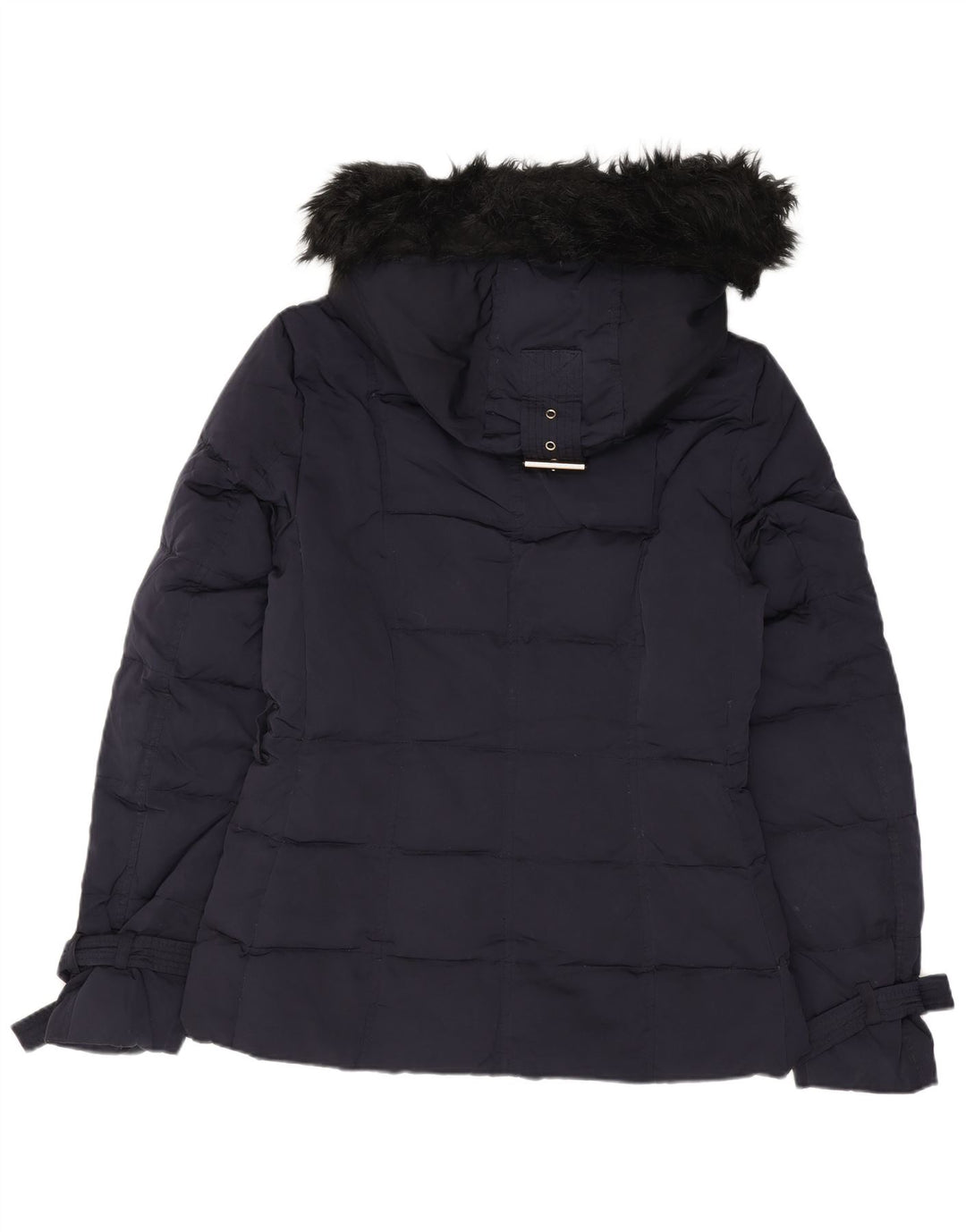 Jachetă căptușită cu glugă ZARA pentru femei UK 10 Mic, nailon bleumarin
