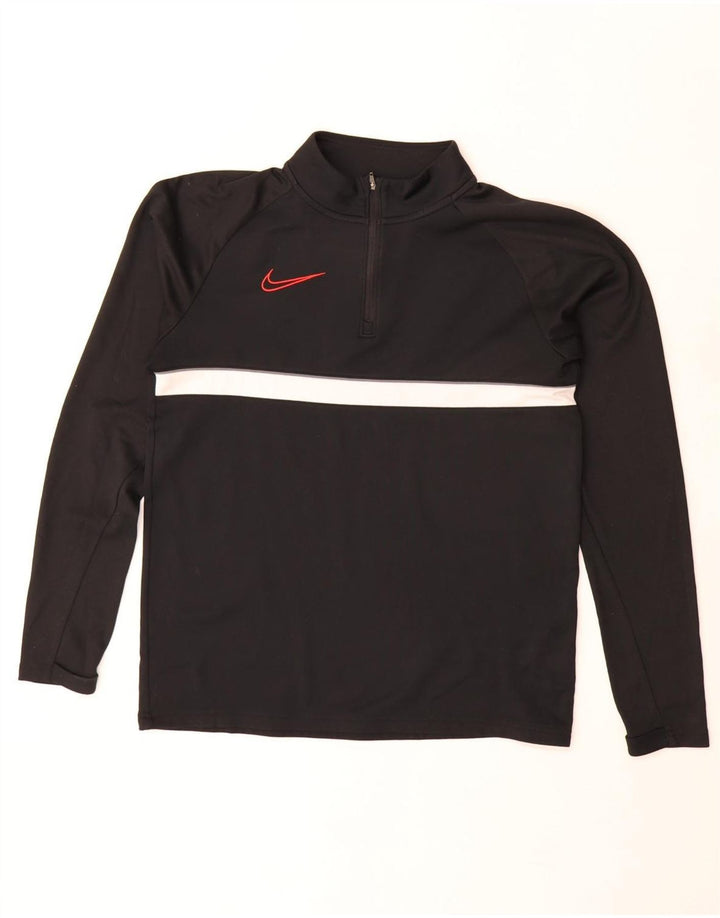 Top de trening pentru bărbați Dri Fit, cu fermoar și gât, color block, negru