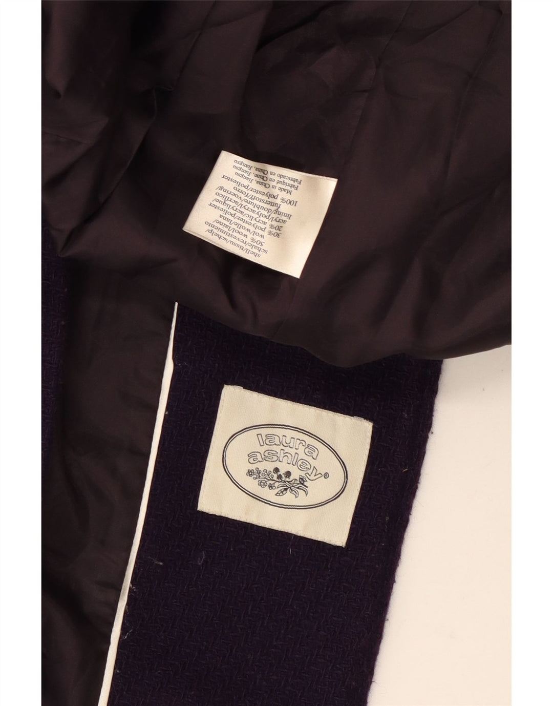 Duffle Coat pentru femei Laura Ashley UK 14 Lână violet mediu