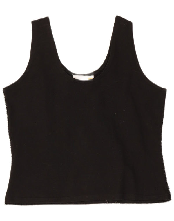 Vintage Womens Evening Abstract Pattern Bluză Top UK 12 Medium Black