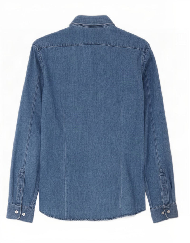 Cămașă Reiss pentru bărbați, slim fit, din denim, bumbac albastru mic