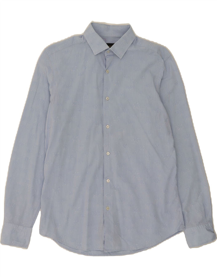 MASSIMO DUTTI Mens Shirt Medium Blue Floral Cotton Vintage Massimo Dutti and Second-Hand Massimo Dutti from Messina Hembry 