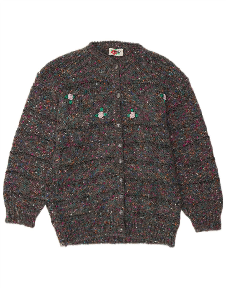 Pulover Cardigan Vintage pentru femei UK 16 Lână mare, gri cu pete