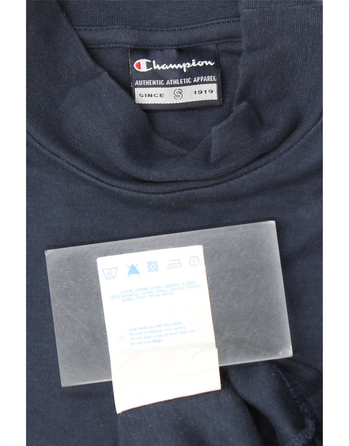 CHAMPION Mens Top Long Sleeve Small Navy Blue Cotton