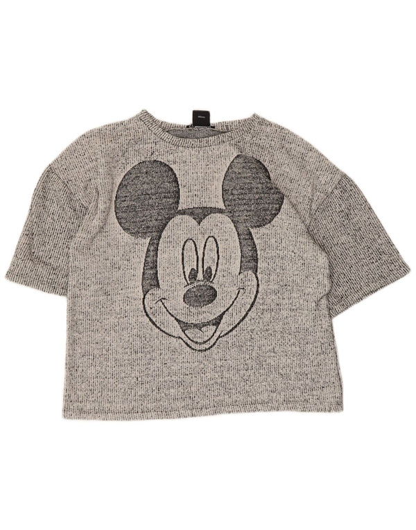Top tricou cu grafic Mickey Mouse pentru femei ZARA UK 10 mic bumbac gri