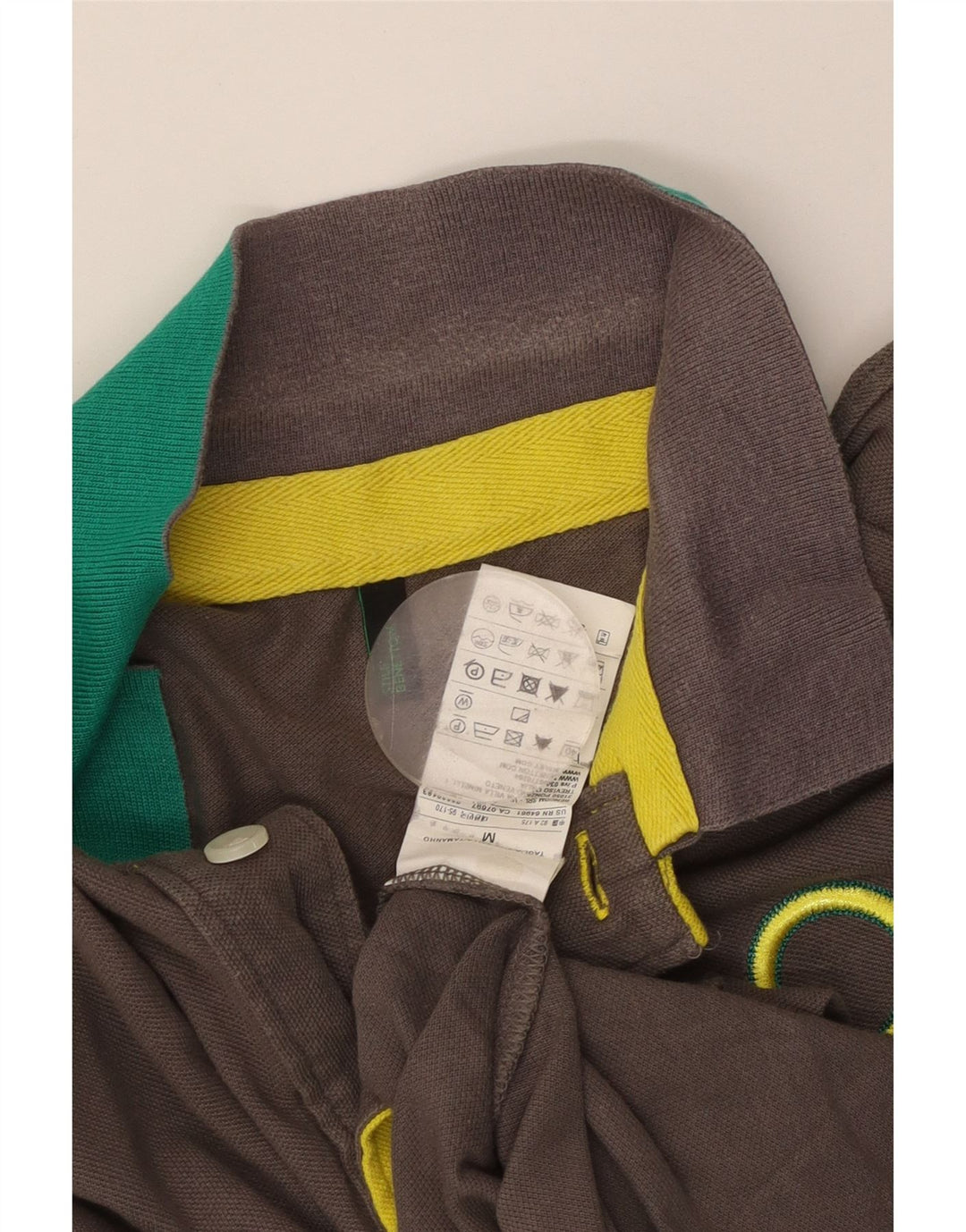 Tricou polo BENETTON pentru bărbați, bumbac gri mediu