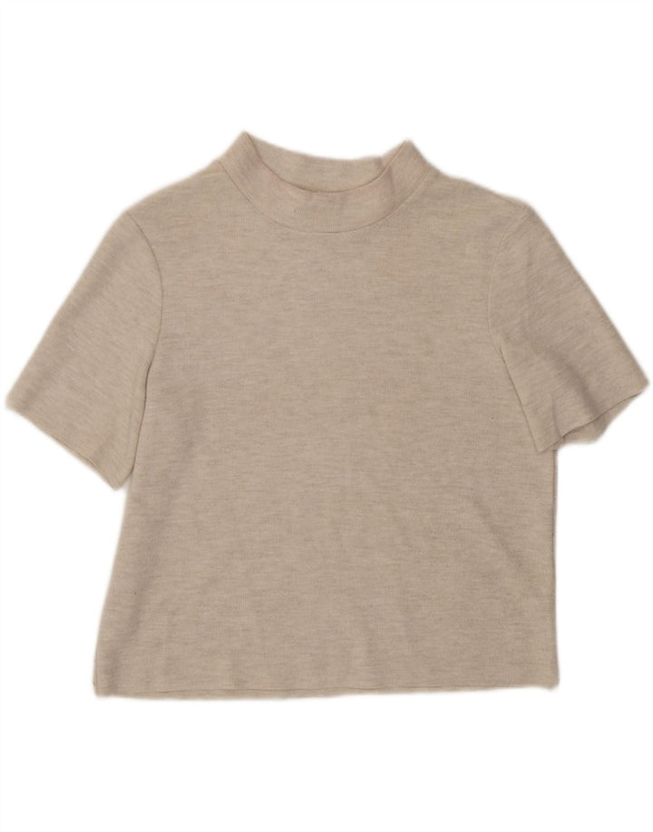 Top tricou pentru femei Zara UK 14 Medium Bej cu pete