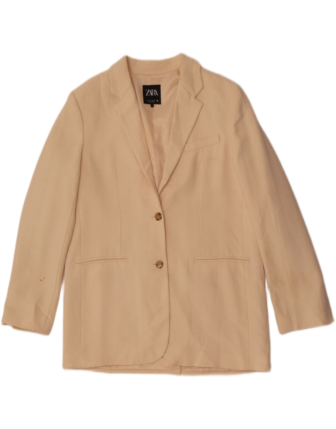 Blazer supradimensionat pentru femei Zara, cu 2 nasturi, UK 10 Mic, bej, poliester