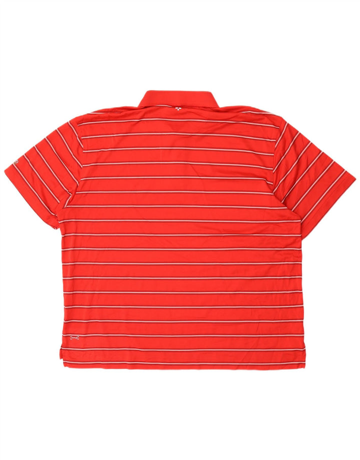 Tricou polo de golf Izod pentru bărbați 2XL poliester cu dungi roșii
