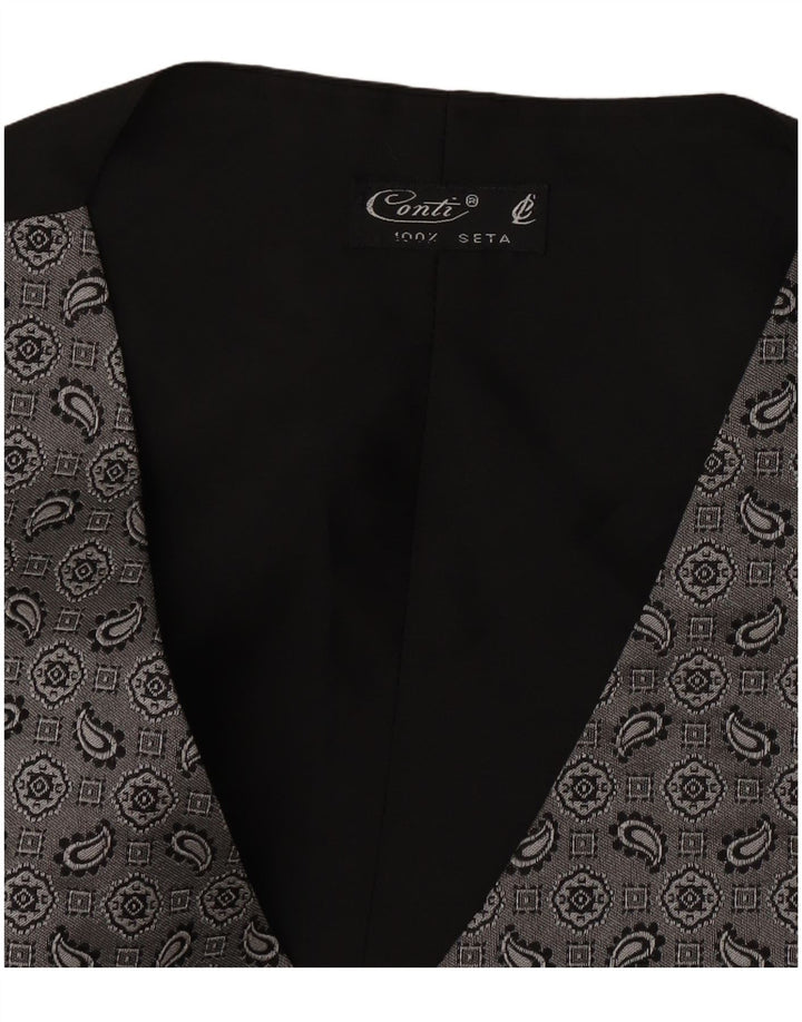 Vestă vintage pentru bărbați, mătase mică, gri Paisley