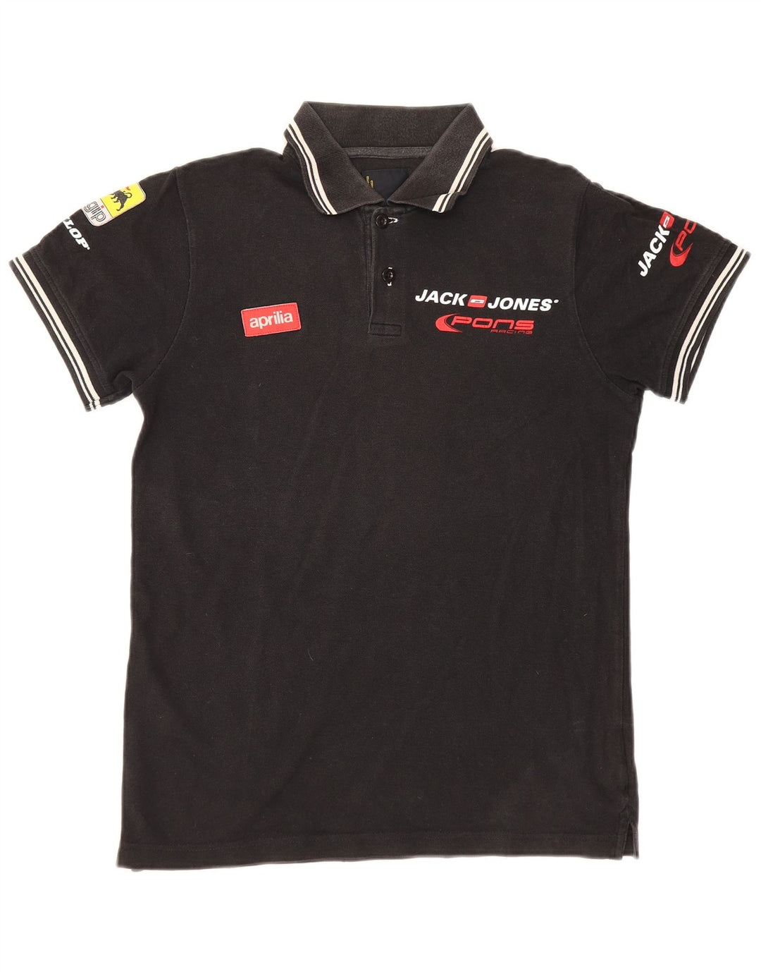Jack & Jones Tricou polo cu grafică pentru bărbați, bumbac negru mic