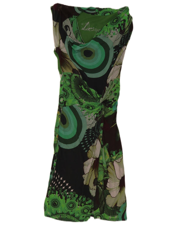 Rochie A-Line fără mâneci Desigual pentru femei UK 6 XS verde geometrică