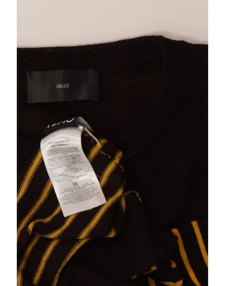 Pulover pentru bărbați Liu Jo cu gât crew pulover XL bumbac cu dungi negre