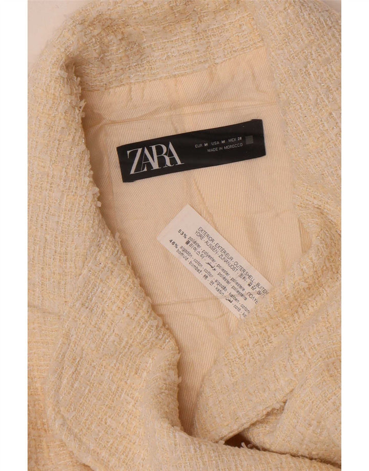 Jachetă Blazer pentru femei Zara, cu două piept, UK 12 Poliester alb mediu mediu
