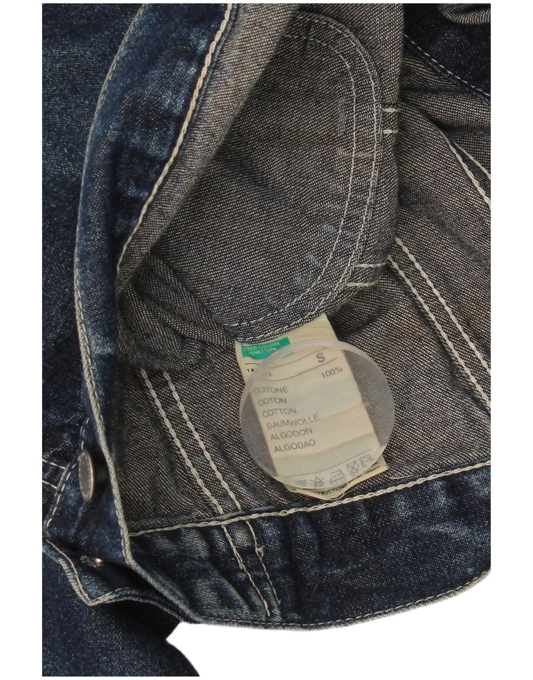 Jachetă de blugi pentru femei Benetton UK 10 Small Blue Bumbac