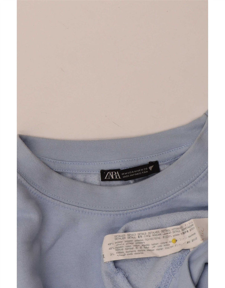 Pulover Crop pentru femei Zara UK 14 Poliester albastru mediu