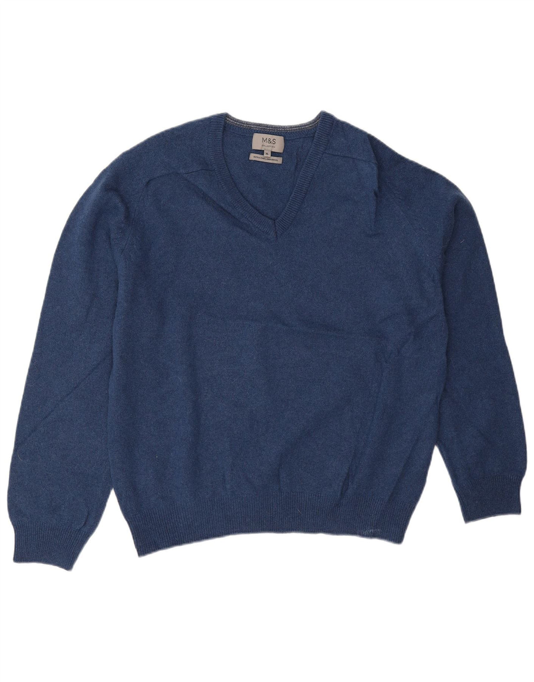 Pulover pentru bărbați Marks & Spencer, cu decolteu în V, XL, lână albastră