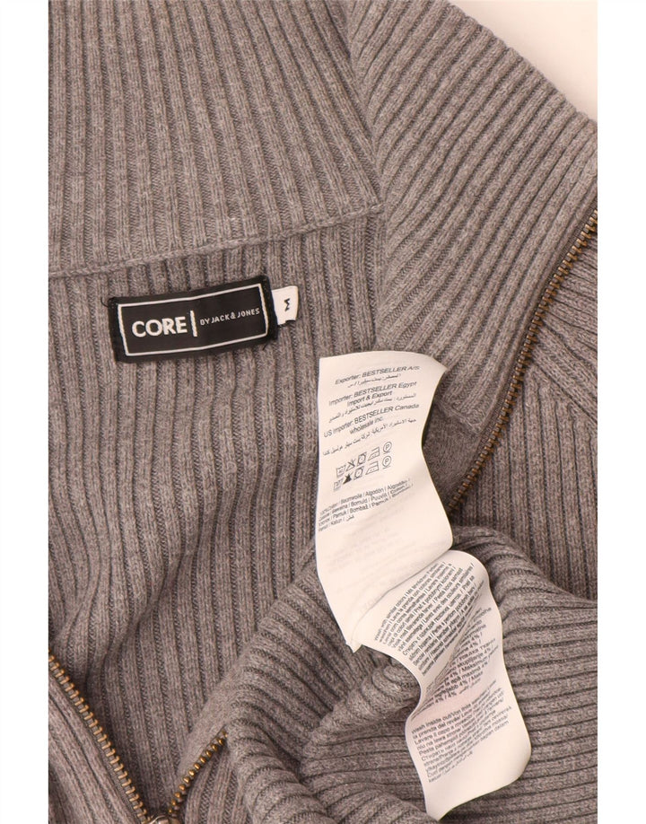 Pulover cardigan Jack & Jones pentru bărbați, bumbac gri mediu
