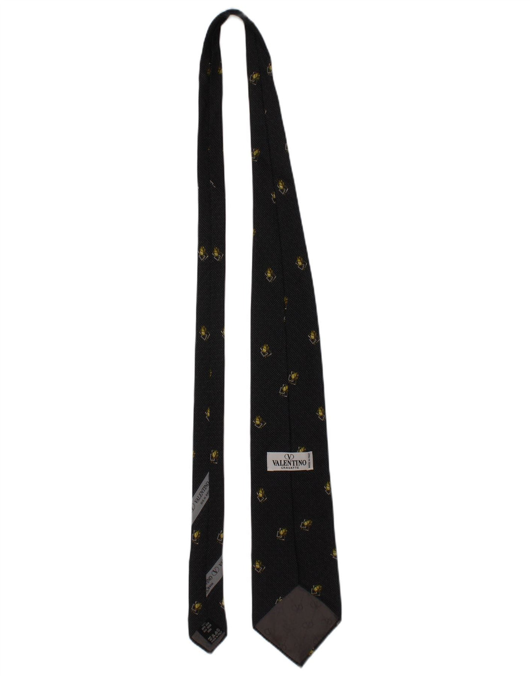 Cravată Cravate pentru bărbați Valentino, mărime unică, neagră, de designer de mătase florală