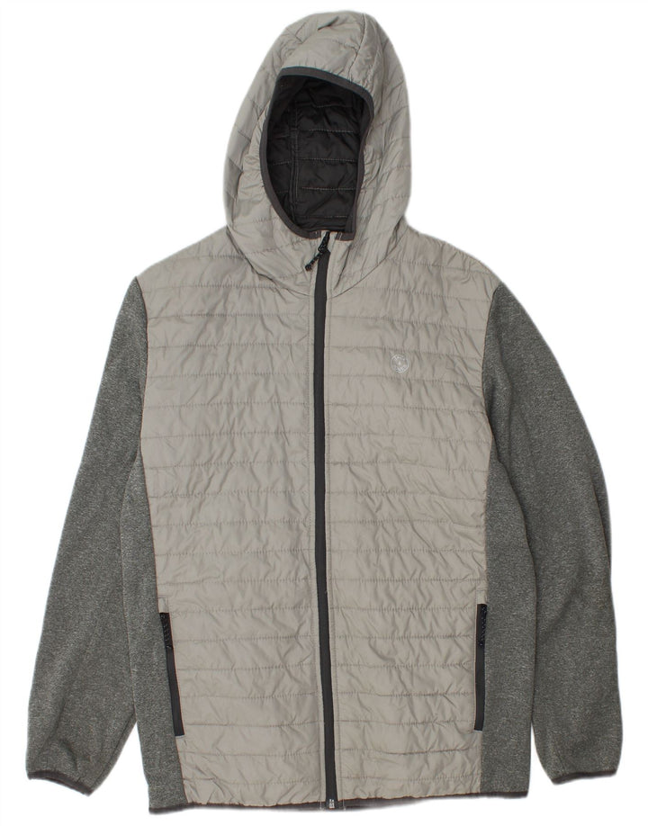 Jack & Jones Jachetă căptușită cu glugă pentru bărbați UK 38 Medium Gri Colorblock