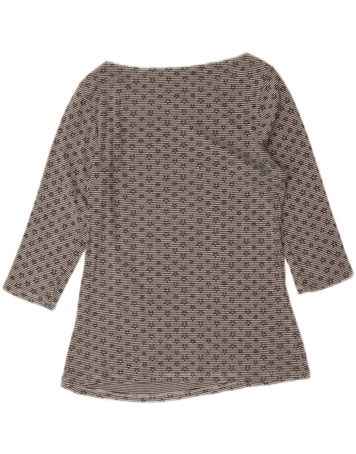 ZARA Womens Top 3/4 Sleeve UK 12 Medium Grey Striped Cotton Vintage Zara and Second-Hand Zara from Messina Hembry 