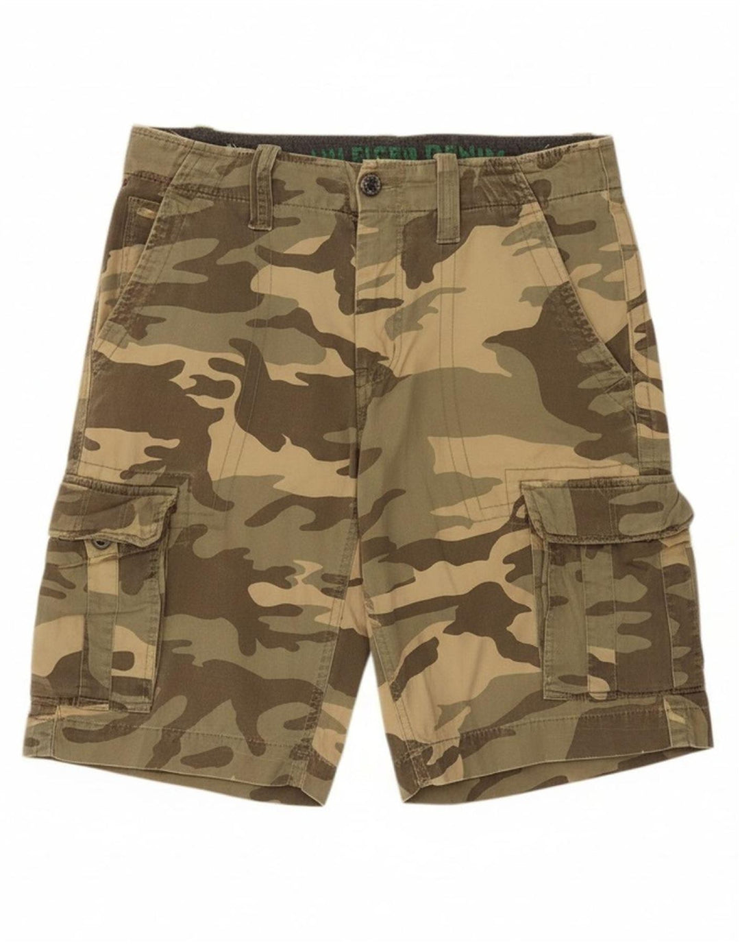 TOMMY HILFIGER Mens Cargo Shorts W31 Medium Khaki Camouflage Cotton