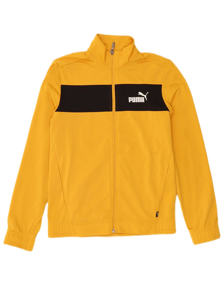 Jachetă de trening Puma pentru băieți, 13-14 ani, din poliester color bloc galben