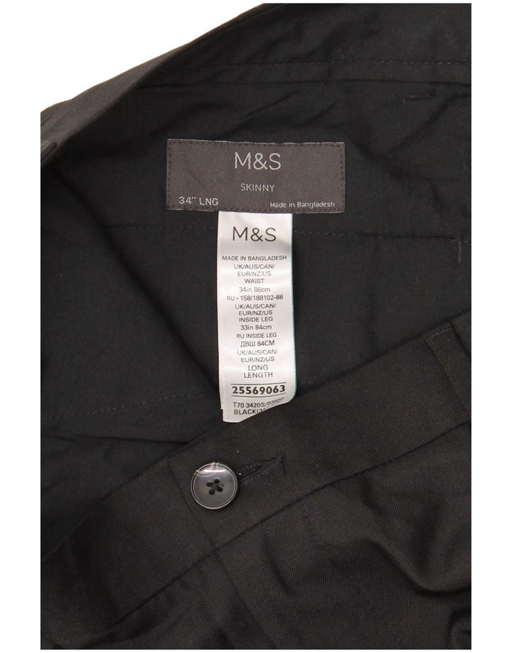 Pantaloni chino skinny pentru bărbați Marks & Spencer L34 L33 Poliester negru