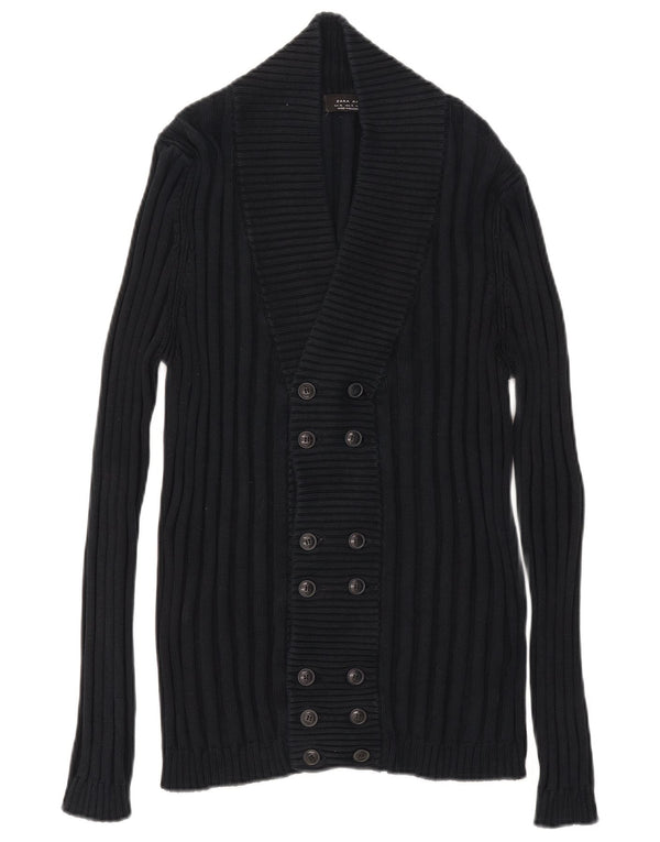 Pulover cardigan pentru bărbați Zara XL Bumbac bleumarin